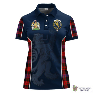 Broun Modern Tartan Women's Polo Shirt with Family Crest and Lion Rampant Vibes Sport Style