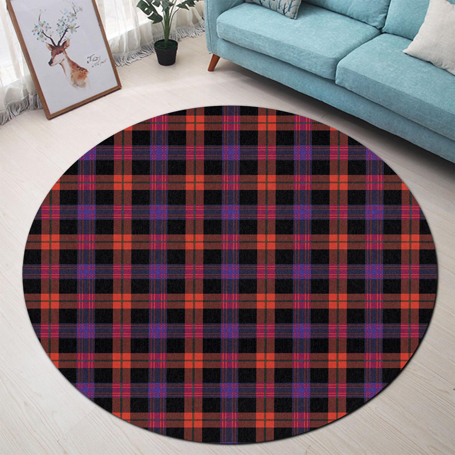 Broun Modern Tartan Round Rug - Tartanvibesclothing