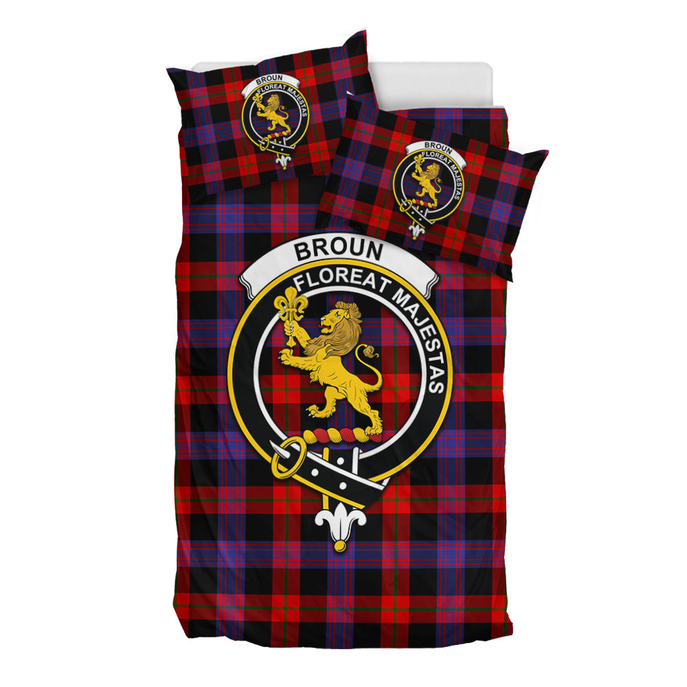 Broun Modern Tartan Bedding Set with Family Crest - Tartan Vibes Clothing