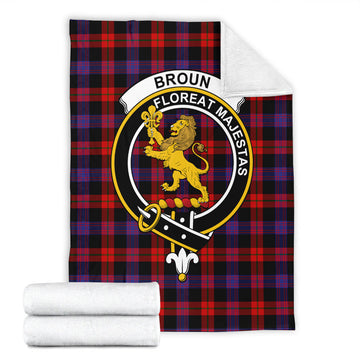 Broun Modern Tartan Blanket with Family Crest
