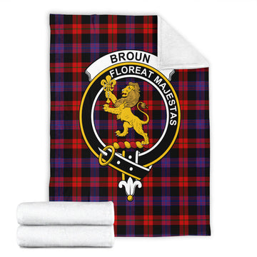 Broun Modern Tartan Blanket with Family Crest - Tartan Vibes Clothing