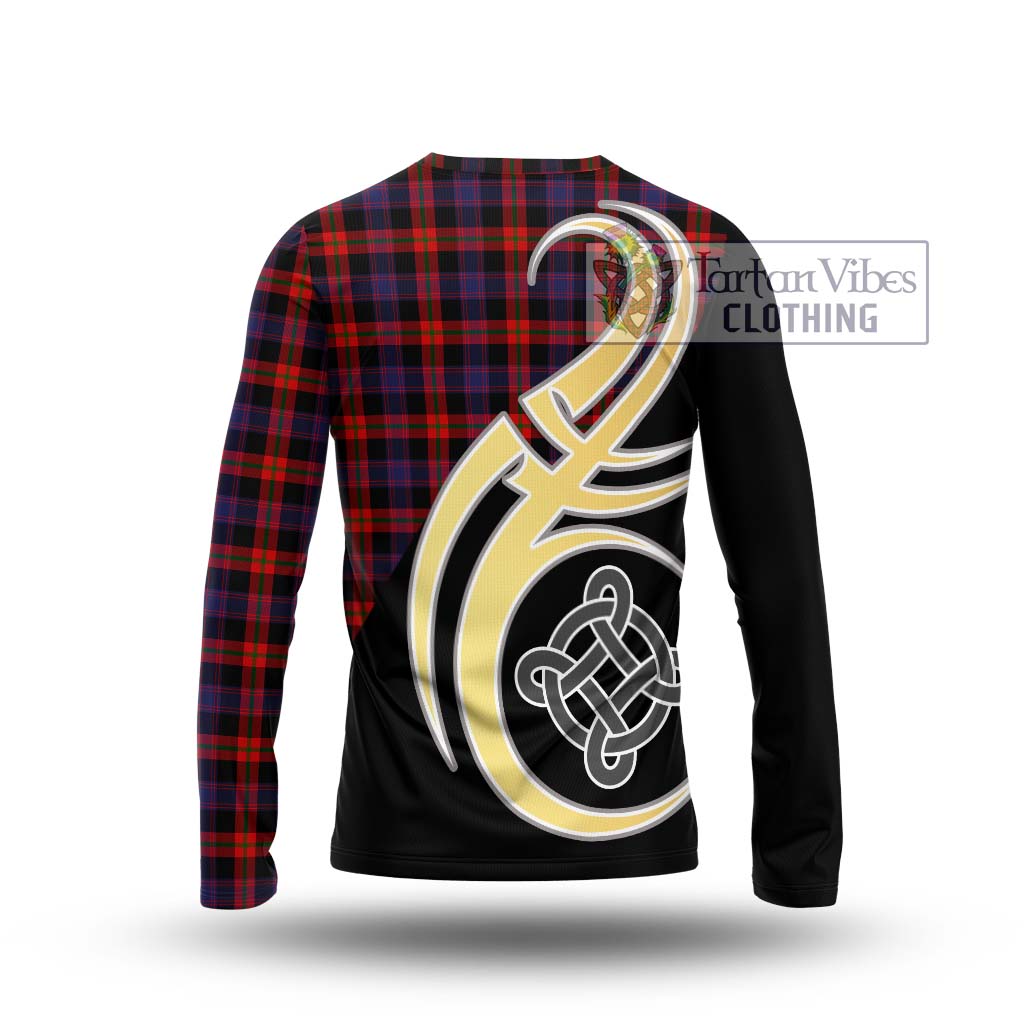 Broun Modern Tartan Long Sleeve T-Shirt with Family Crest and Celtic Symbol Style - Tartan Vibes Clothing