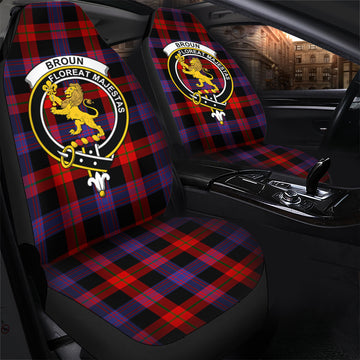 Broun Modern Tartan Car Seat Cover with Family Crest - Tartanvibesclothing