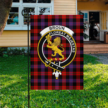 Broun Modern Tartan Flag with Family Crest