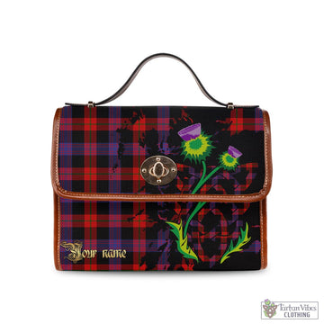 Broun Modern Tartan Waterproof Canvas Bag with Scotland Map and Thistle Celtic Accents
