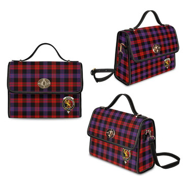 broun-modern-tartan-leather-strap-waterproof-canvas-bag-with-family-crest