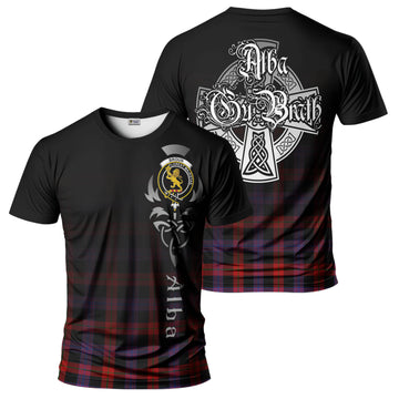 Broun Modern Tartan T-Shirt Featuring Alba Gu Brath Family Crest Celtic Inspired