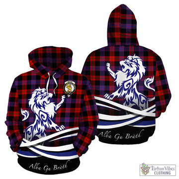 Broun Modern Tartan Hoodie with Alba Gu Brath Regal Lion Emblem