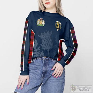 Broun Modern Tartan Sweatshirt with Family Crest and Scottish Thistle Vibes Sport Style