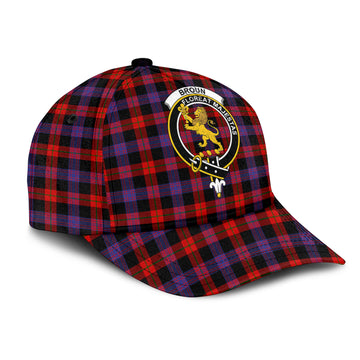 Broun Modern Tartan Classic Cap with Family Crest