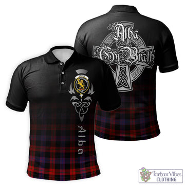 Broun Modern Tartan Polo Shirt Featuring Alba Gu Brath Family Crest Celtic Inspired