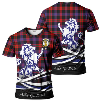 Broun Modern Tartan T-Shirt with Alba Gu Brath Regal Lion Emblem