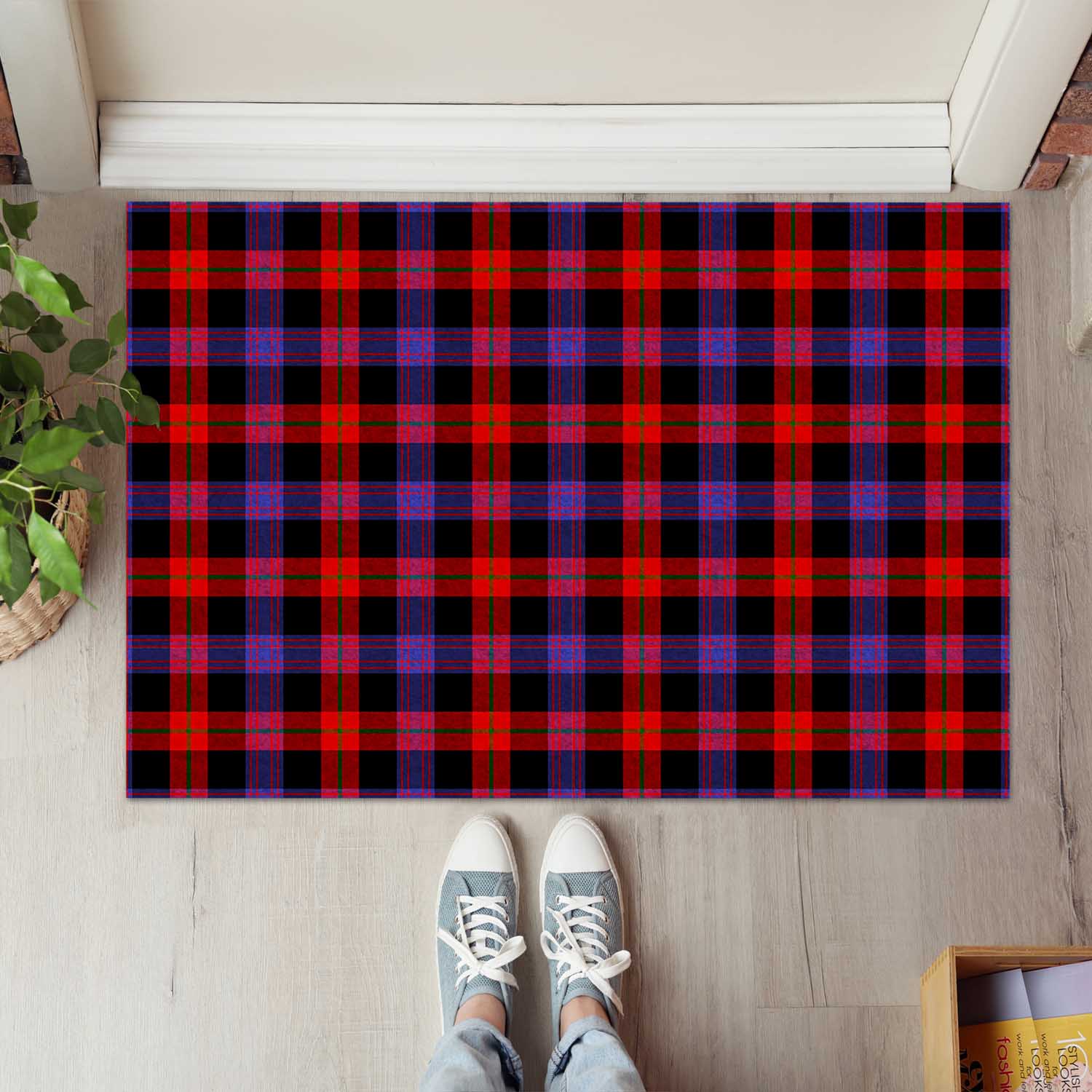 Broun Modern Tartan Door Mat - Tartanvibesclothing