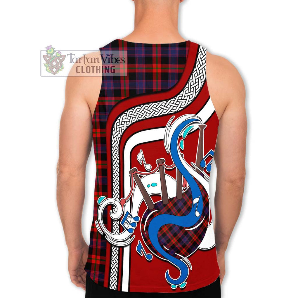 Broun Modern Tartan Men's Tank Top with Epic Bagpipe Style - Tartanvibesclothing Shop