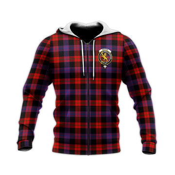Broun Modern Tartan Knitted Hoodie with Family Crest