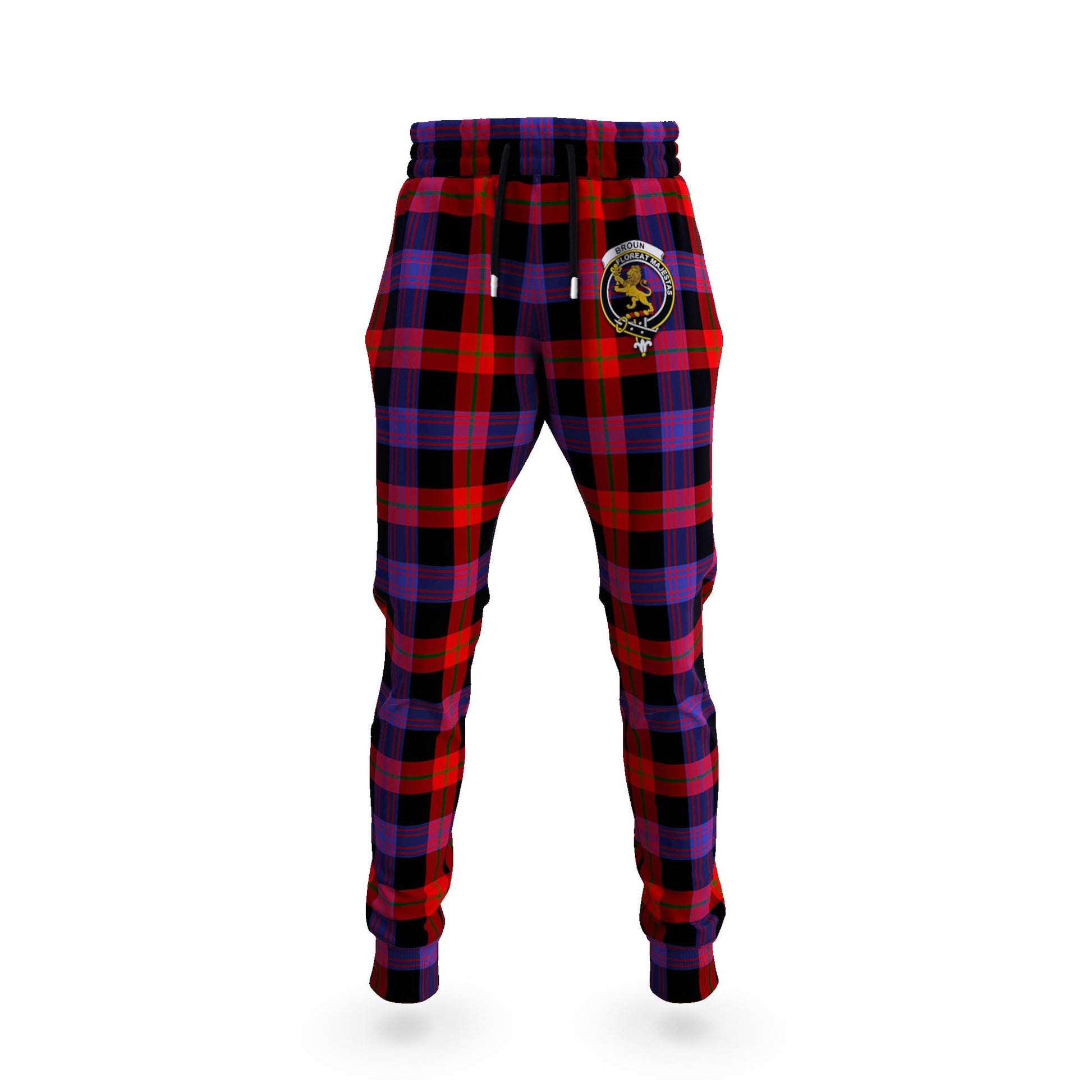 Broun Modern Tartan Joggers Pants with Family Crest 5XL - Tartan Vibes Clothing