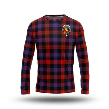 Broun Modern Tartan Long Sleeve T-Shirt with Family Crest - Tartanvibesclothing