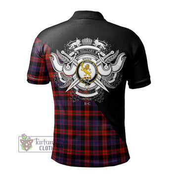 Broun Modern Tartan Polo Shirt with Family Crest and Military Logo Style - Tartanvibesclothing Shop