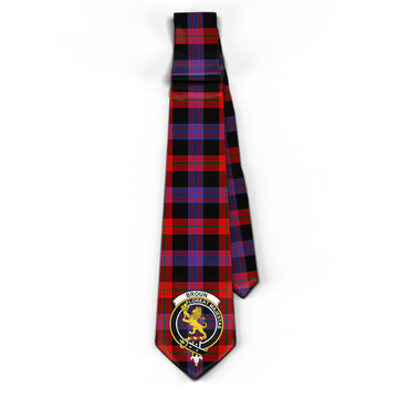 Broun Modern Tartan Classic Necktie with Family Crest