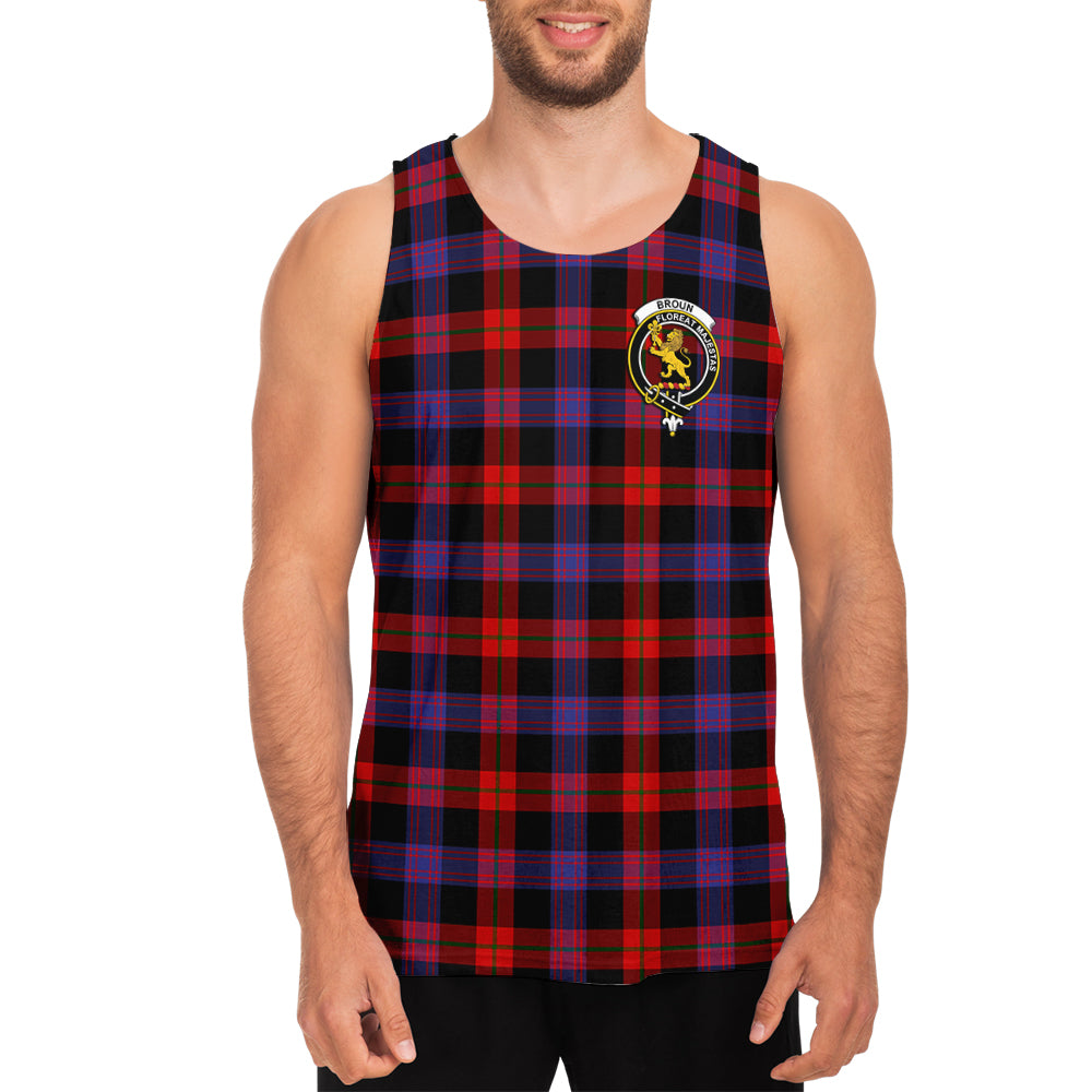 Broun Modern Tartan Mens Tank Top with Family Crest - Tartanvibesclothing