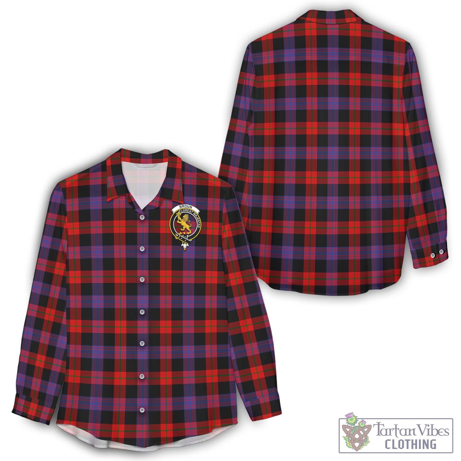 Tartan Vibes Clothing Broun Modern Tartan Womens Casual Shirt with Family Crest