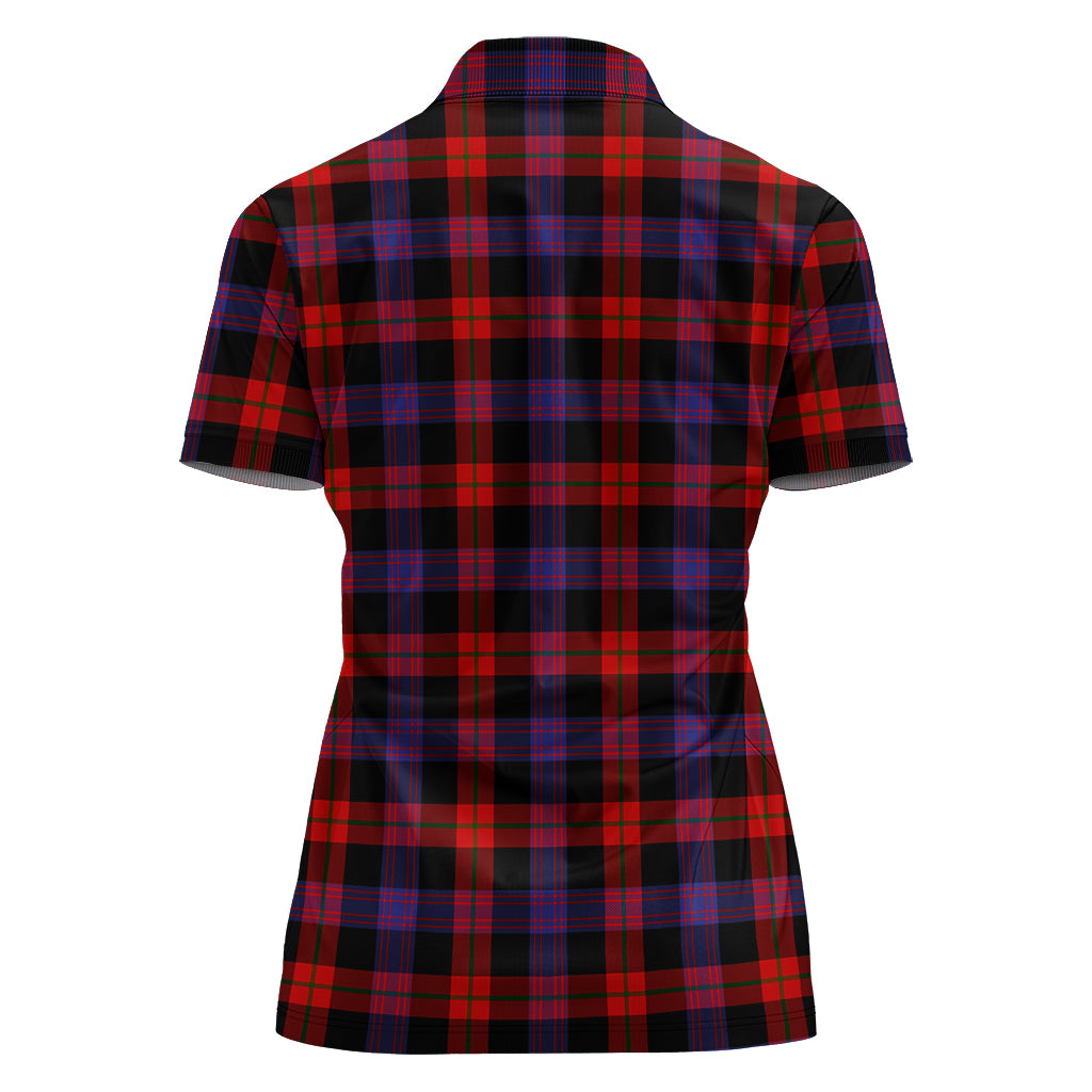 Broun Modern Tartan Polo Shirt with Family Crest For Women - Tartanvibesclothing
