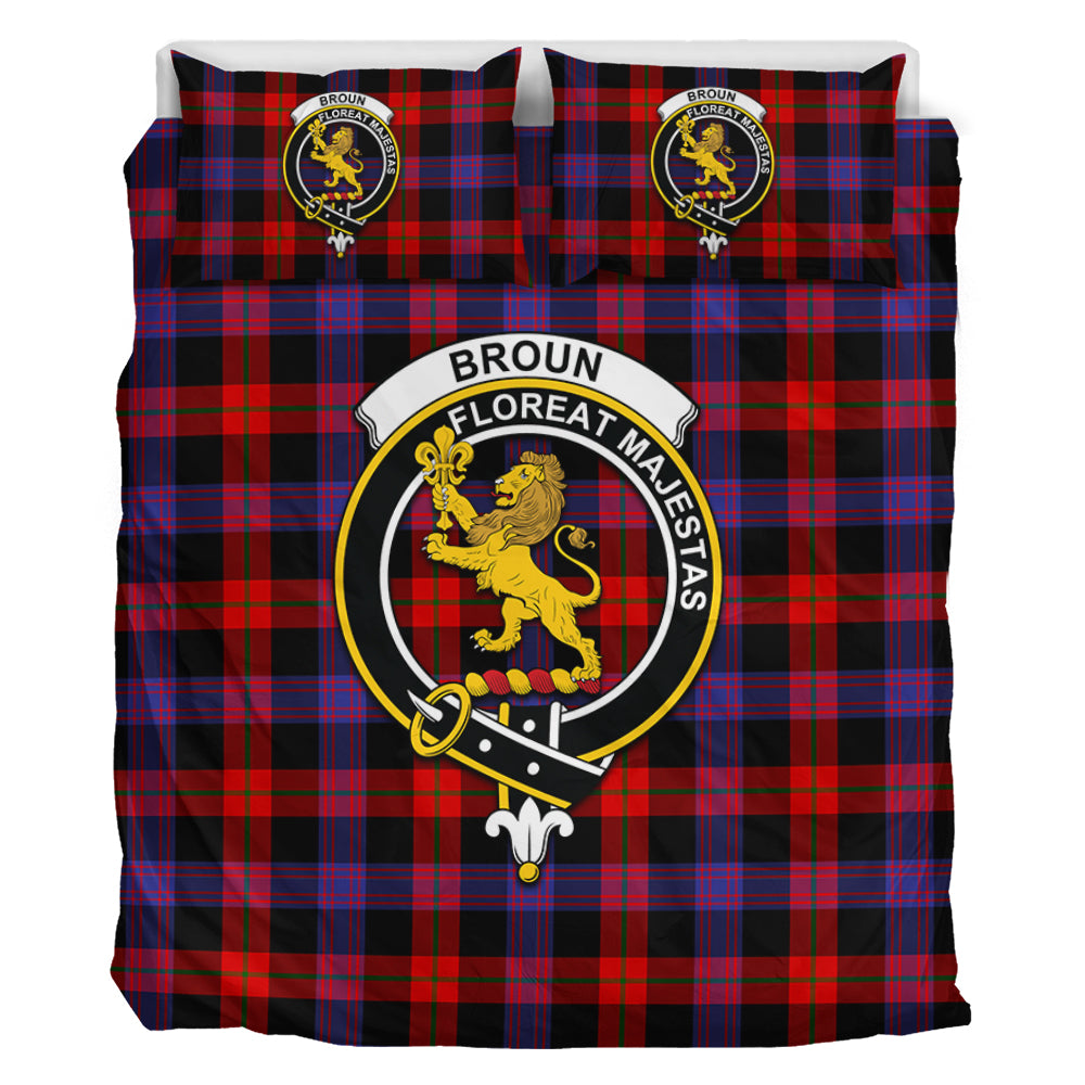 Broun Modern Tartan Bedding Set with Family Crest - Tartan Vibes Clothing