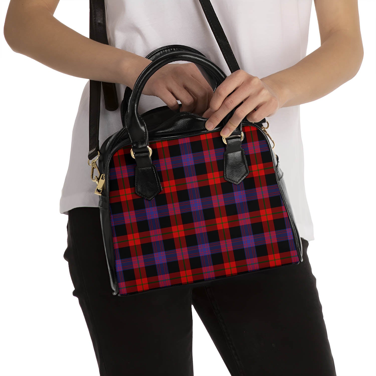 Broun Modern Tartan Shoulder Handbags - Tartanvibesclothing