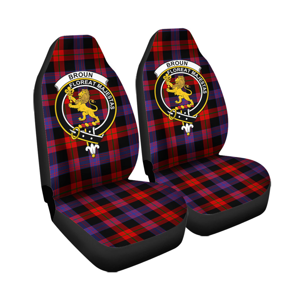 Broun Modern Tartan Car Seat Cover with Family Crest - Tartanvibesclothing