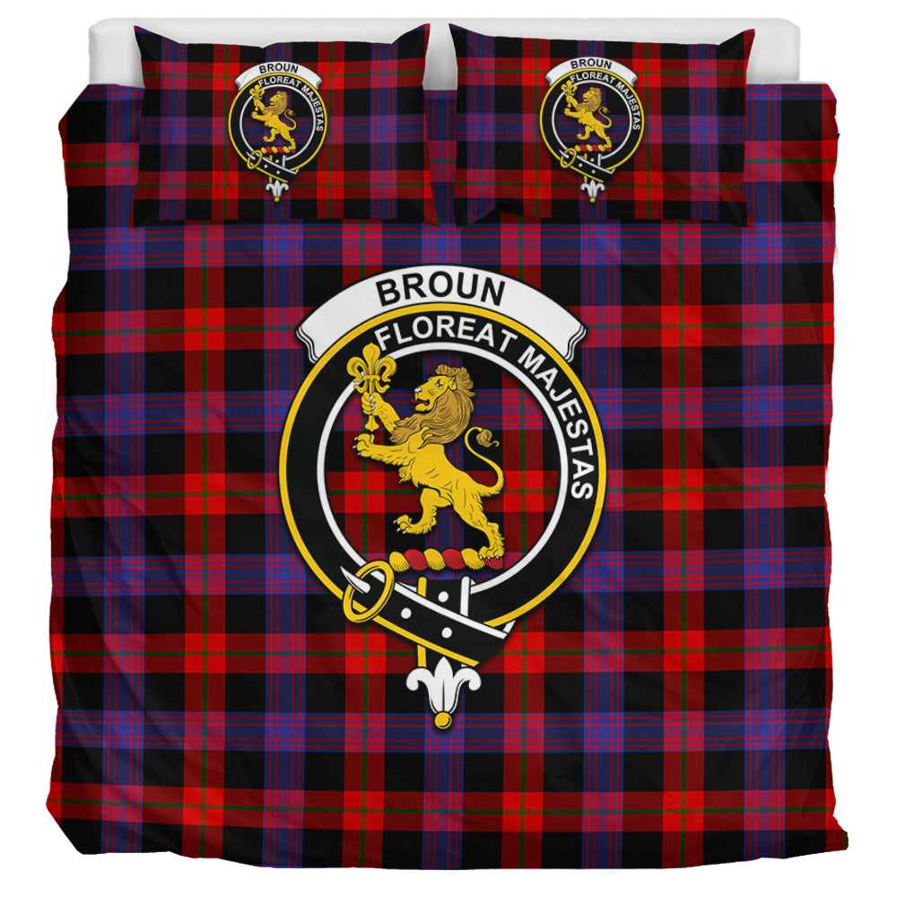 Broun Modern Tartan Bedding Set with Family Crest UK Bedding Set UK Super King 104*94 inch - Tartan Vibes Clothing