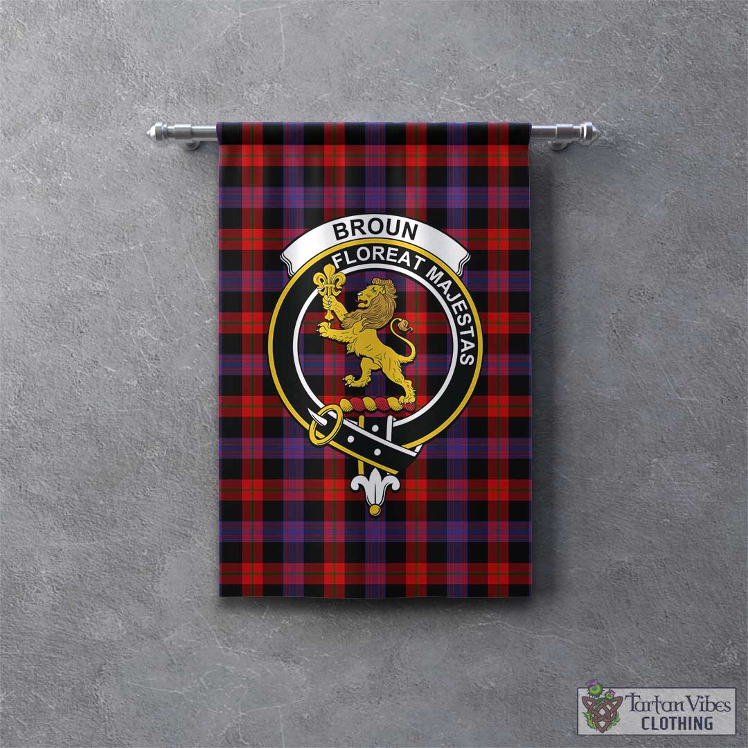 Tartan Vibes Clothing Broun Modern Tartan Gonfalon, Tartan Banner with Family Crest