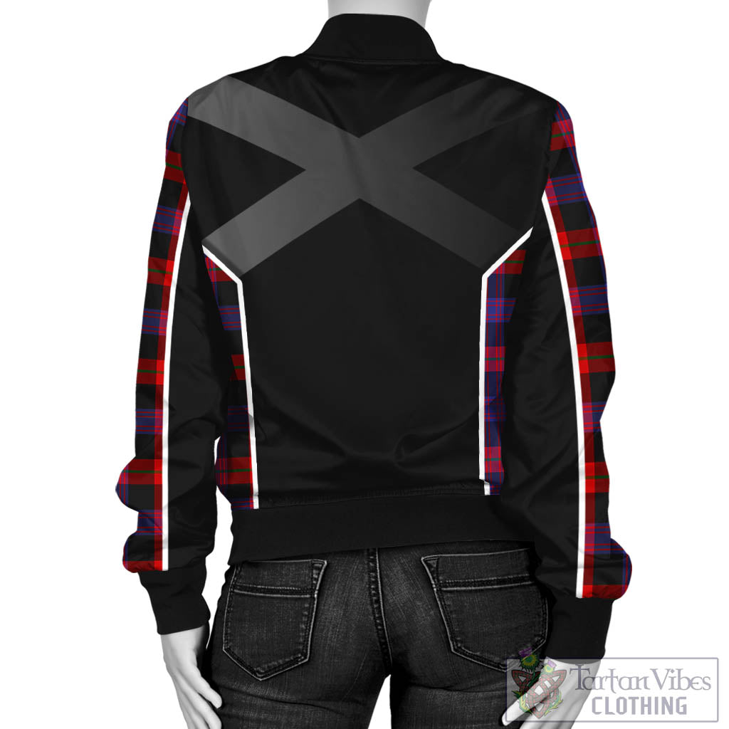 Tartan Vibes Clothing Broun Modern Tartan Bomber Jacket with Family Crest and Scottish Thistle Vibes Sport Style