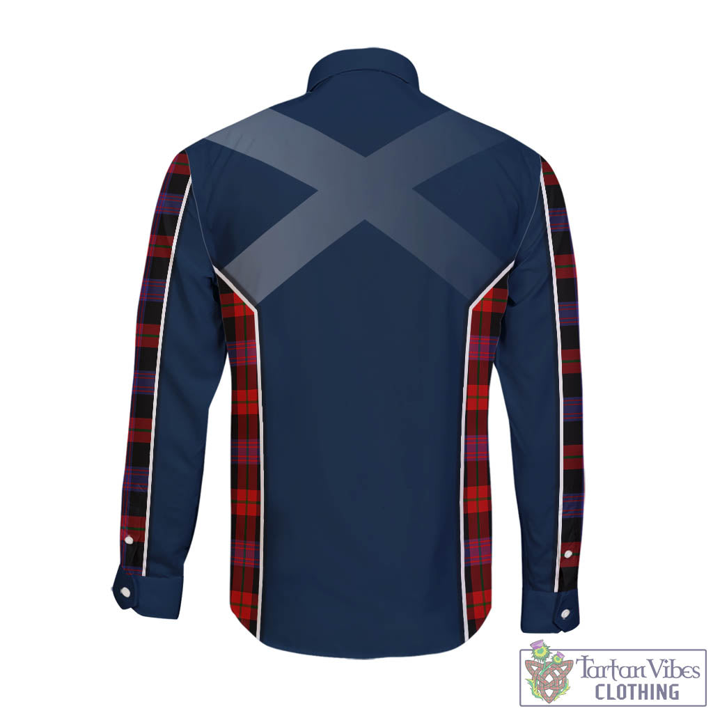 Tartan Vibes Clothing Broun Modern Tartan Long Sleeve Button Up Shirt with Family Crest and Lion Rampant Vibes Sport Style