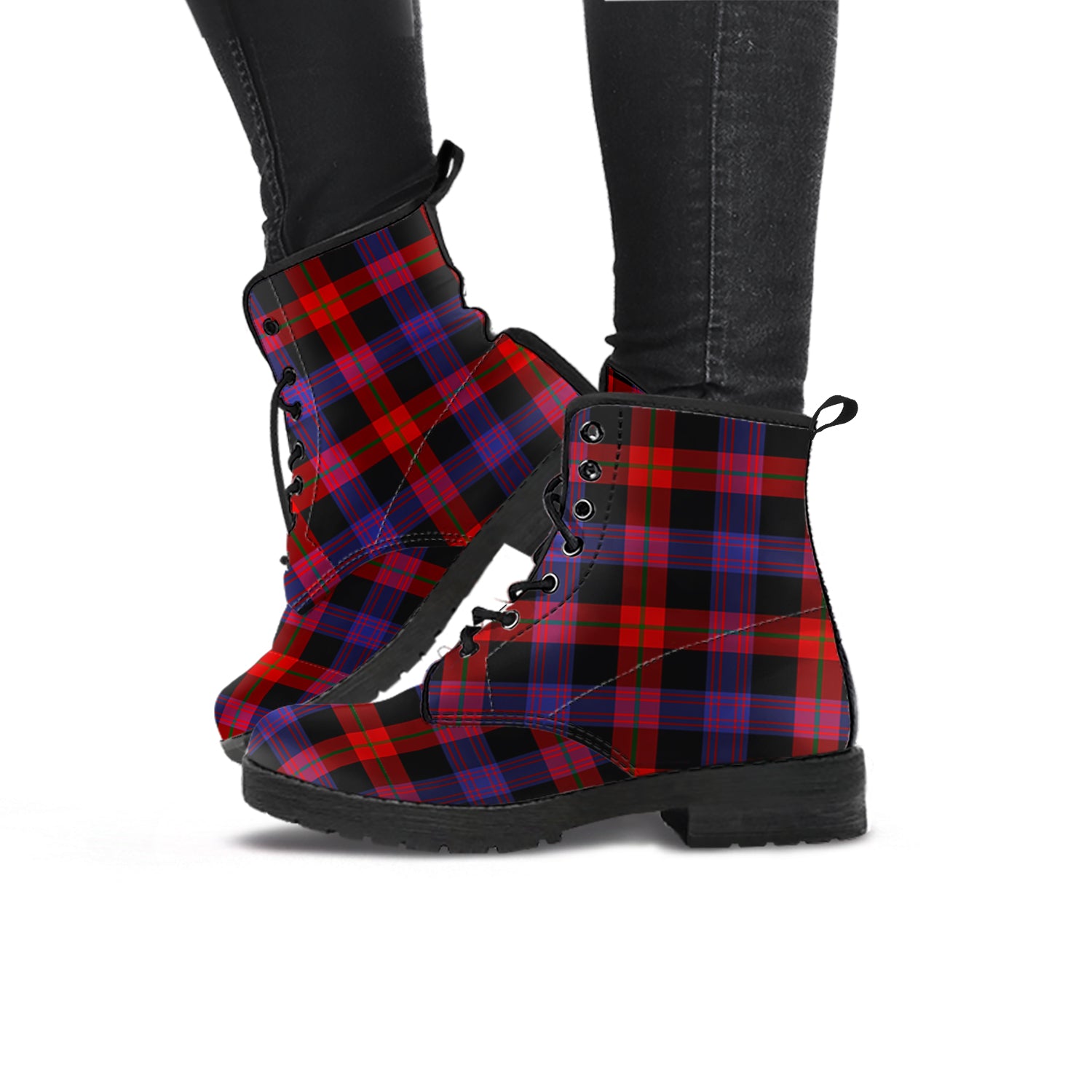 Broun Modern Tartan Leather Boots - Tartanvibesclothing