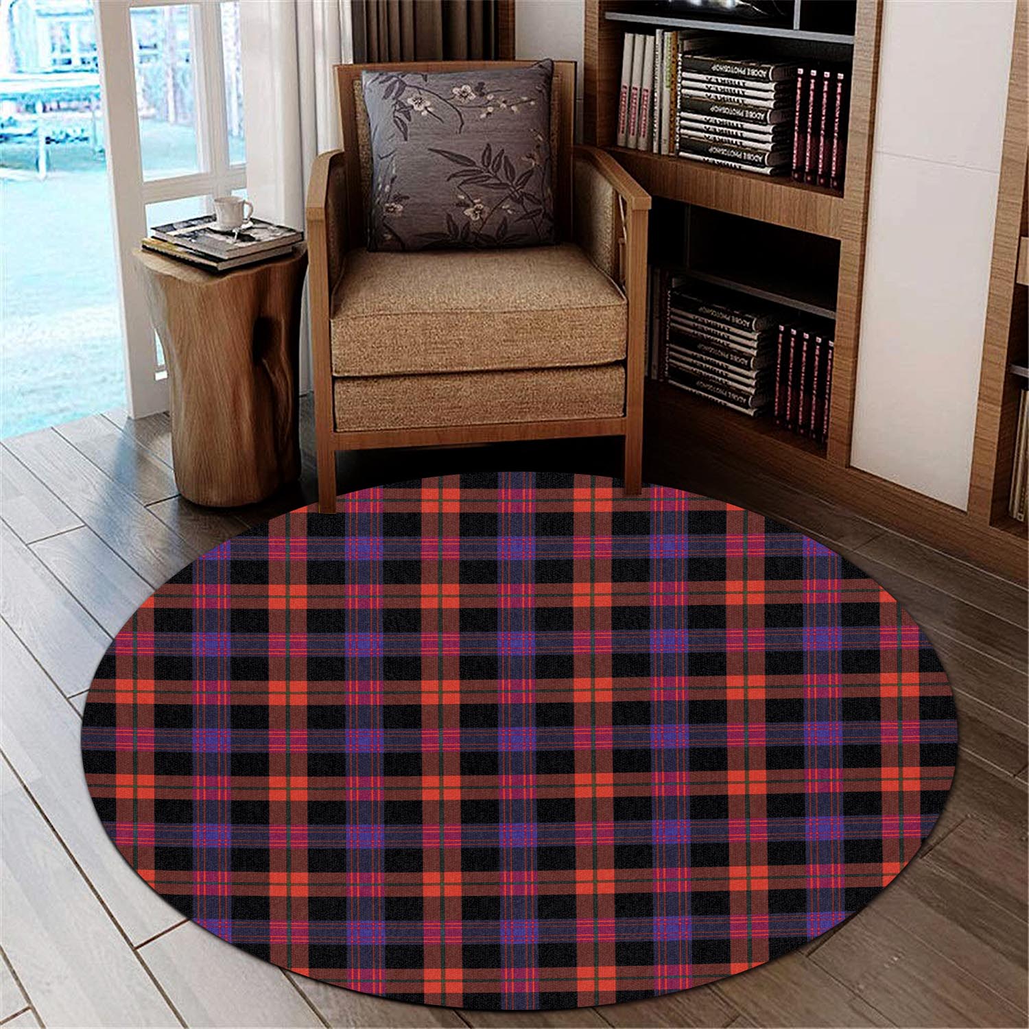 Broun Modern Tartan Round Rug - Tartanvibesclothing