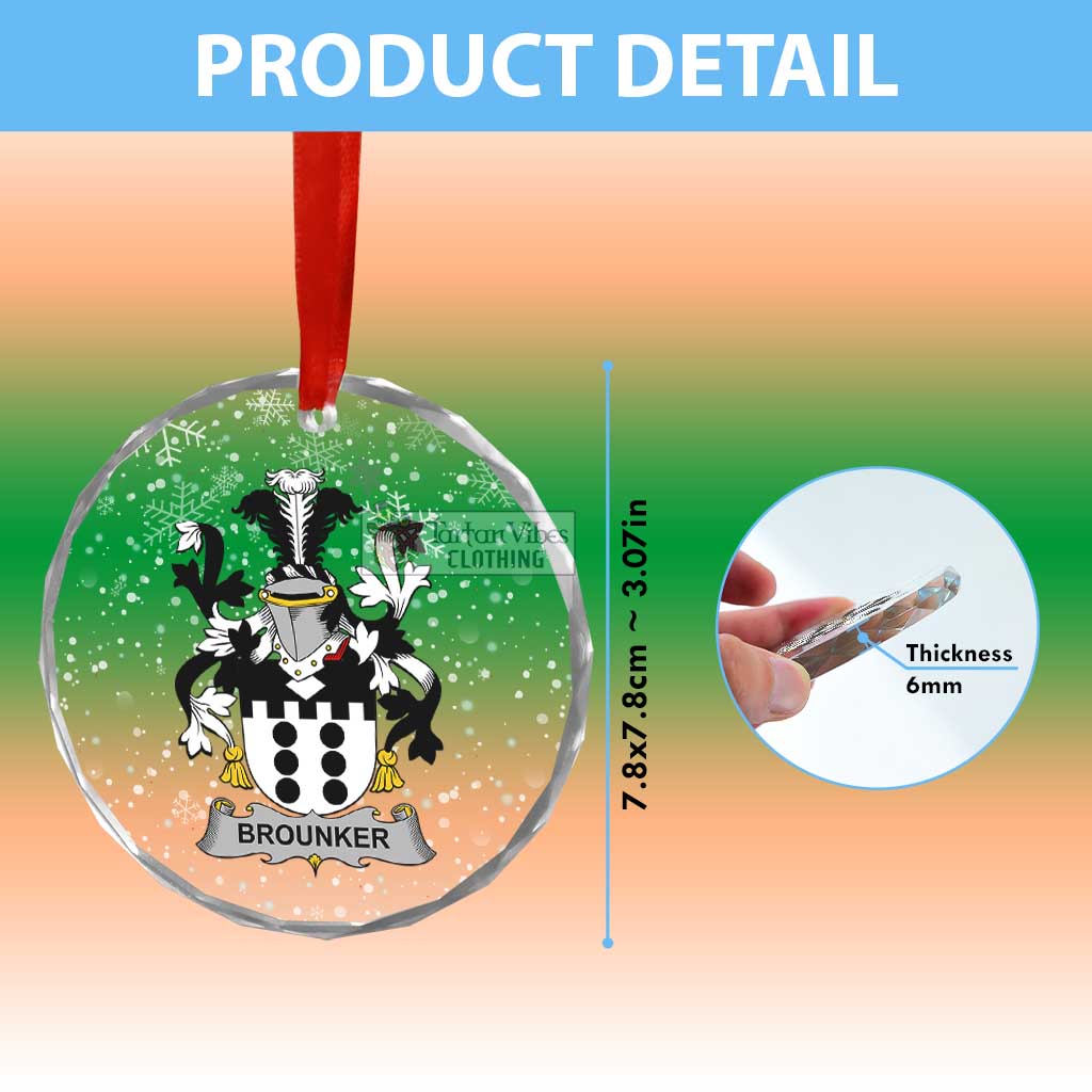 Brounker Irish Clan Christmas Glass Ornament with Coat of Arms - 2D-tartanvibesclothing