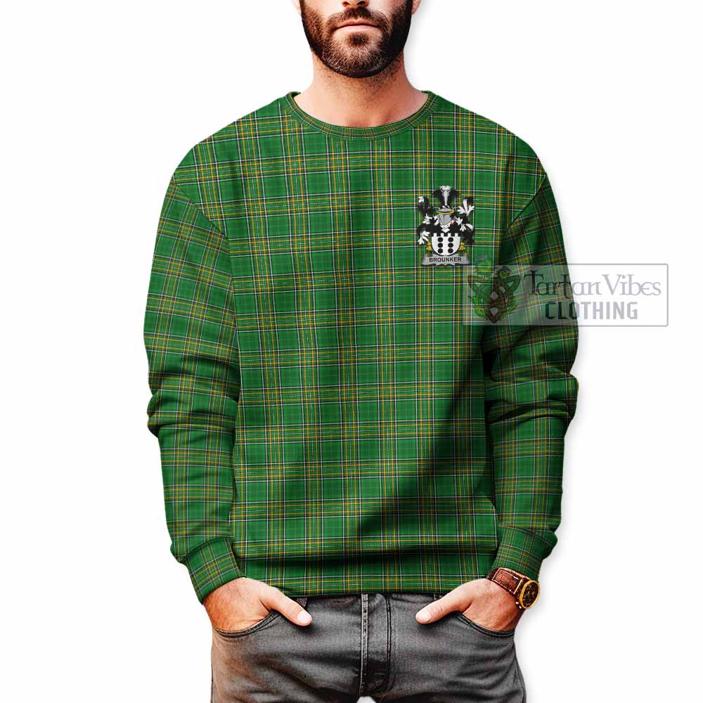 Brounker Irish Clan Tartan Sweatshirt with Coat of Arms - Tartan Vibes Clothing