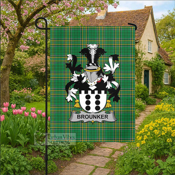 Brounker Irish Clan Tartan Flag with Coat of Arms