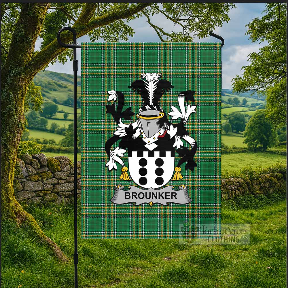 Brounker Irish Clan Tartan Flag with Coat of Arms