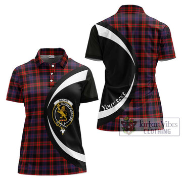 Brown (Broun) Tartan Women's Polo Shirt with Family Crest Circle Style Women - Tartan Vibes Clothing