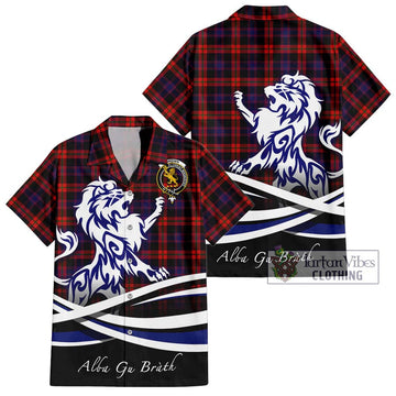 Brown (Broun) Tartan Hawaiian Shirt with Alba Gu Brath Regal Lion Emblem Kid - Tartan Vibes Clothing