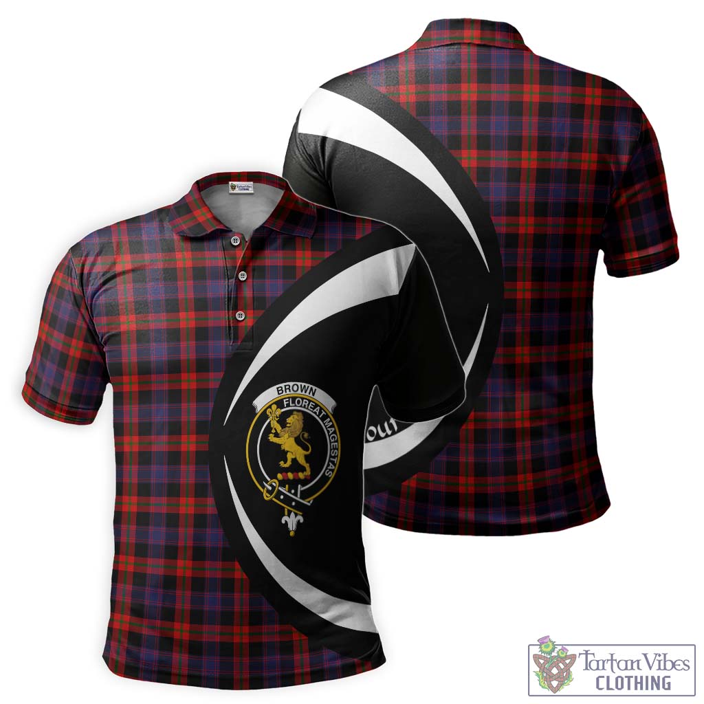 Brown (Broun) Tartan Men's Polo Shirt with Family Crest Circle Style Kid - Tartan Vibes Clothing