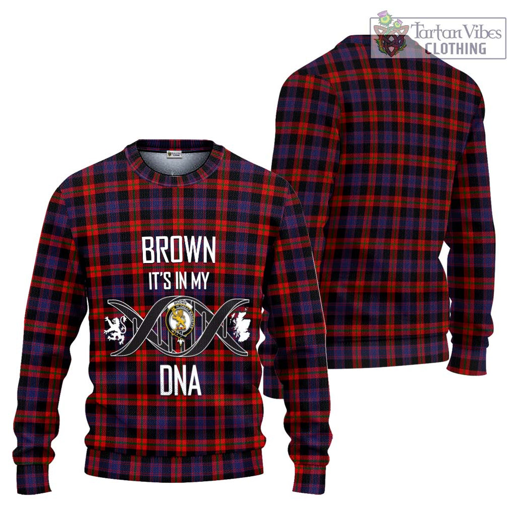 Brown (Broun) Tartan Knitted Sweater with Family Crest DNA In Me Style Unisex - Tartanvibesclothing Shop