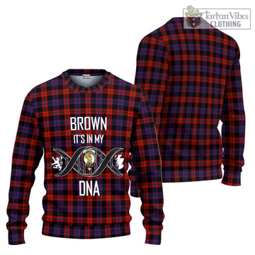 Brown (Broun) Tartan Knitted Sweater with Family Crest DNA In Me Style Unisex - Tartanvibesclothing Shop