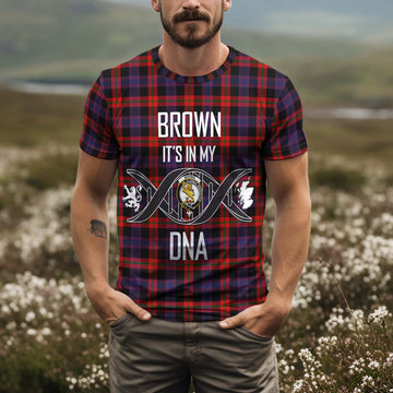 Brown (Broun) Tartan T-Shirt with Family Crest DNA In Me Style Kid's Shirt - Tartan Vibes Clothing