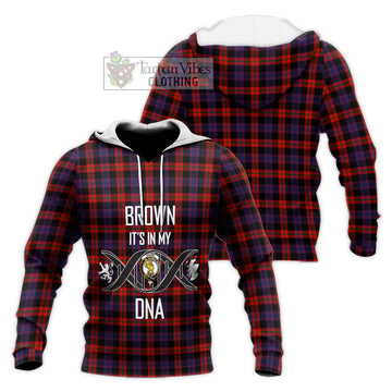 Brown (Broun) Tartan Knitted Hoodie with Family Crest DNA In Me Style Unisex Knitted Pullover Hoodie - Tartanvibesclothing Shop