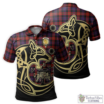 Brown (Broun) Tartan Polo Shirt with Family Crest Celtic Wolf Style Kid - Tartanvibesclothing Shop