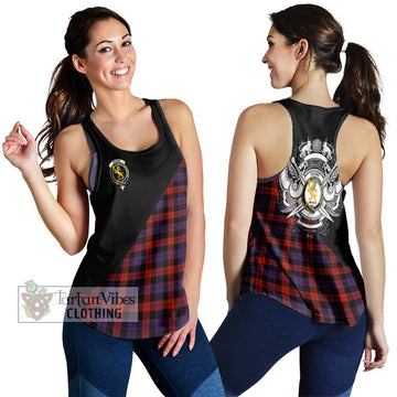 Brown (Broun) Tartan Women's Racerback Tanks with Family Crest and Military Logo Style 4XL - Tartanvibesclothing Shop