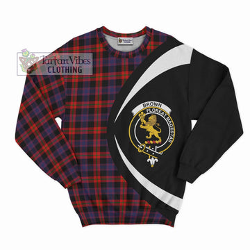 Brown (Broun) Tartan Sweatshirt with Family Crest Circle Style Unisex - Tartan Vibes Clothing