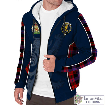 Tartan Vibes Clothing Brown Tartan Sherpa Hoodie with Family Crest and Lion Rampant Vibes Sport Style